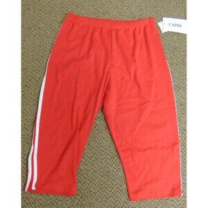 Womens Sweat Pants Capris 2X GW Sports Red Plus Elastic Waist